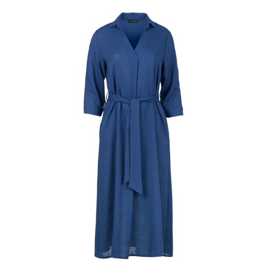 Blaues Midikleid im Leinenstil mit Gürtel - Image 2