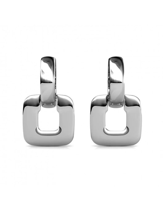 Klassische quadratische Ohrringe - Silber und Kristall - Image 5