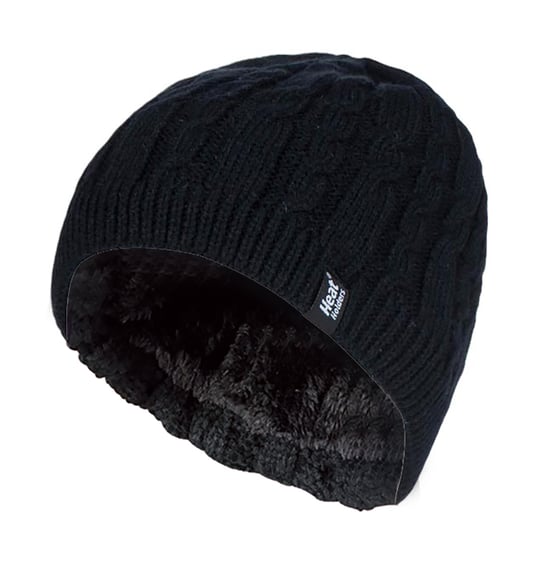 Damen gerippt Kabel stricken Fleece gefüttert Thermal gestrickt Beanie Hut - Image 1