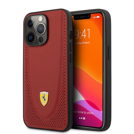 Ferrari iPhone 13 Genuine Leather Hard Phone Case