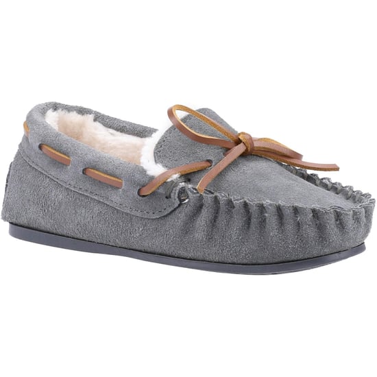 Hush Puppies Childrens/Kids Addison Suede Slippers (Grey)