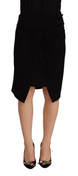 PLEIN SUD Women's Black High Waist Pencil Knee Length Viscose Skirt