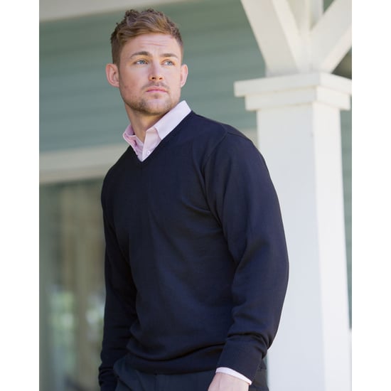 Russell Collection Herren V-Ausschnitt gestrickt Pullover Sweatshirt (Französisch Navy) - Image 4