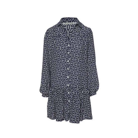 Marineblaues und weißes Print-Kleid mit Knöpfen - Image 2