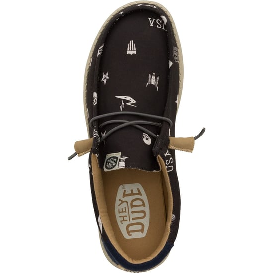 HEYDUDE Wally Stars n Skulls 100% Baumwolle Herren Schwarz Bootsschuhe - Image 5