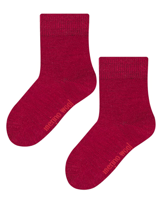 Steven - Kids Warm Merino Wool Thermal Socks - Dunkelrot - Image 1
