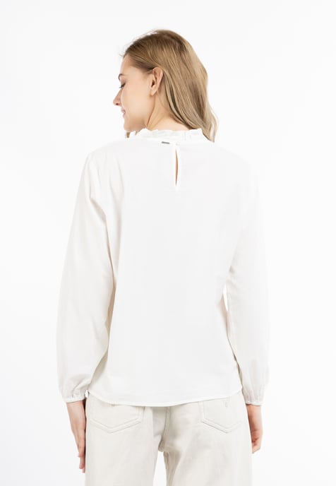 Dreimaster Langarmbluse Damen Wollweiß - Image 4
