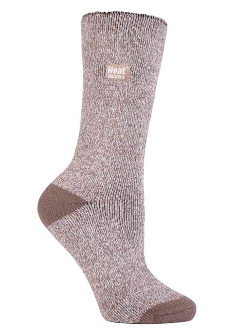 Heat Holders Lite - Dünne Winter-Thermosocken für Damen in einfarbigen Farben - Braun / Creme - Image 1