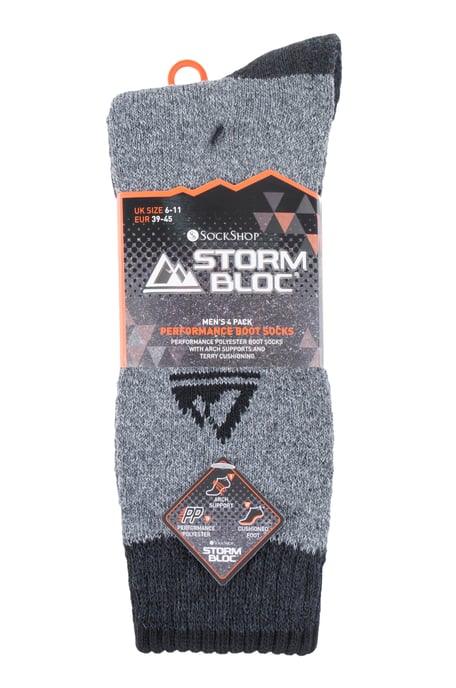 STORM BLOC - 4 Paar Herren Cushion Sole Wandern Arbeit Boot Socken - Image 2