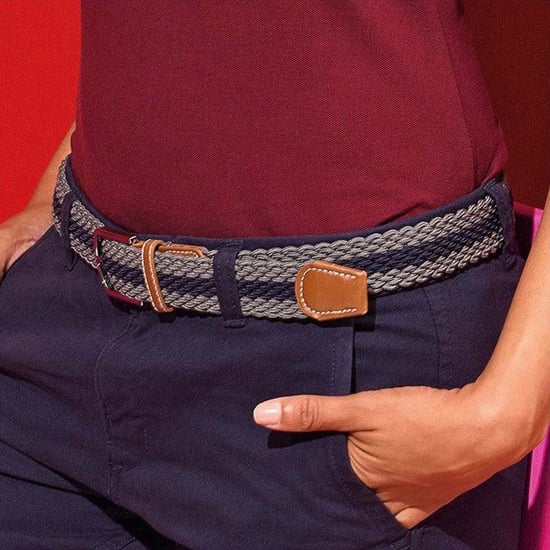 Asquith & Fox Herren Zwei-Farben-Streifen Geflochtenem Stretch-Gürtel (Schiefer/Navy) - Image 2