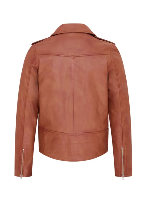 Mens Tan Classic Brando Leather Biker Jacket - Heinola