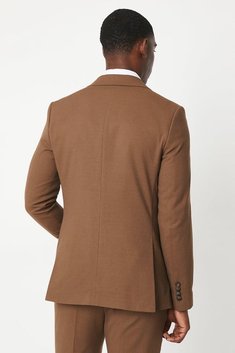 Copper Plain Weave Slim Fit Suit Jacket - Image 3