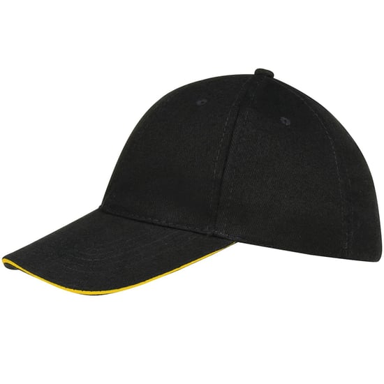 SOLS Unisex Buffalo 6 Panel Baseball Cap (Black/Yellow)