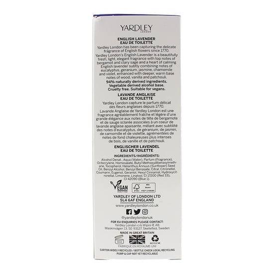 Yardley English Lavender Eau de Toilette 125ml