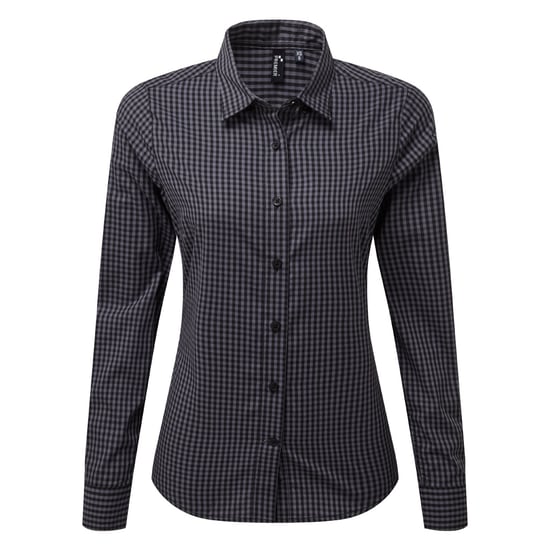 Premier Damen/Herren Maxton Check Langarmhemd (Stahl/Schwarz) - Image 1