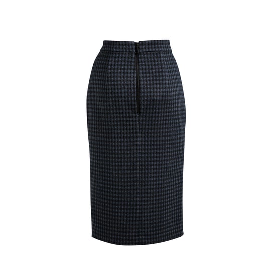 Blue Check Pencil Skirt