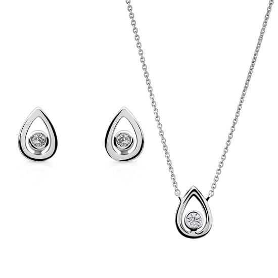 Orphelia 'Ellie' Damen 925 Sterling Silber Set: Halskette + Ohrringe - Silber SET-7485 - Image 1