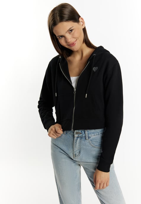 Mymo Kapuzenpullover mit Reißverschluss Damen schwarz - Image 3