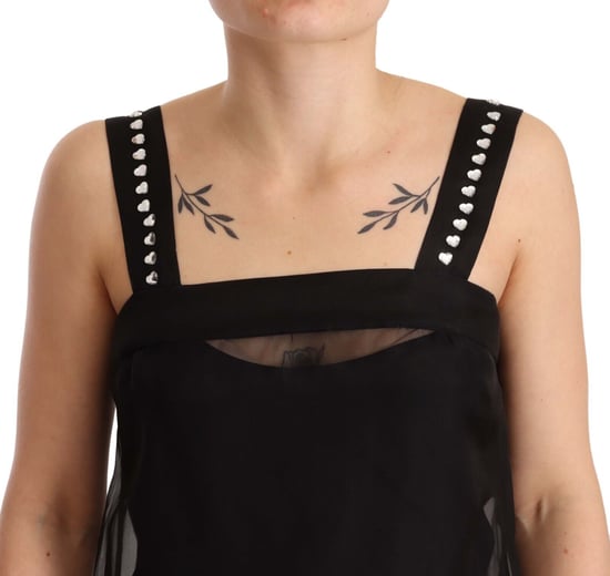 Dolce & Gabbana Damen Schwarzes Seiden-Stretch-Crystal-Minikleid - Image 4