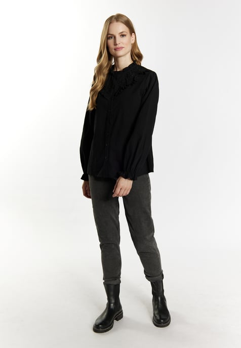 Dreimaster Langarmbluse Damen schwarz - Image 2
