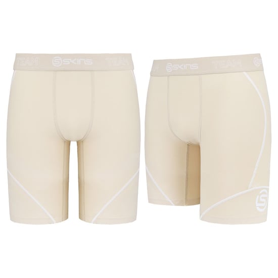Skins DNAmic Mens Beige Neutral Compression Half Tights Shorts DB00010029002