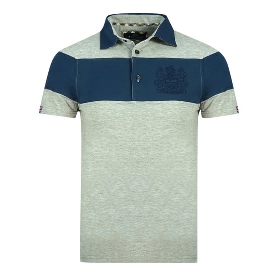 Aquascutum Farbe Block Aldis Wappen Brust Logo Grau Polo-Shirt - Image 1
