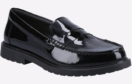 Hush Puppies Verity Slip On Leder-Damen-Patent-Loafer In Schwarz - Image 2