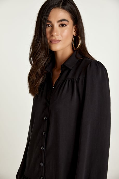 Schwarzes Tencel-Kleid mit Knöpfen - Image 4