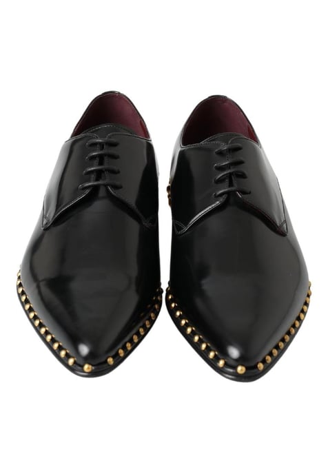 Dolce & Gabbana Men's Black Derby Gold Studded Leather Shoes