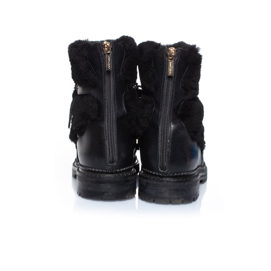 Fell-verzierte Leder Schnürstiefel - Image 5