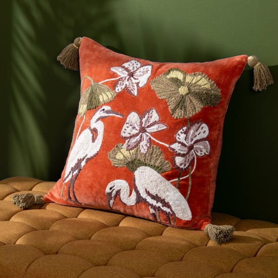 Wylder Tropics Kushiro Embroidered Velvet Feather Filled Cushion