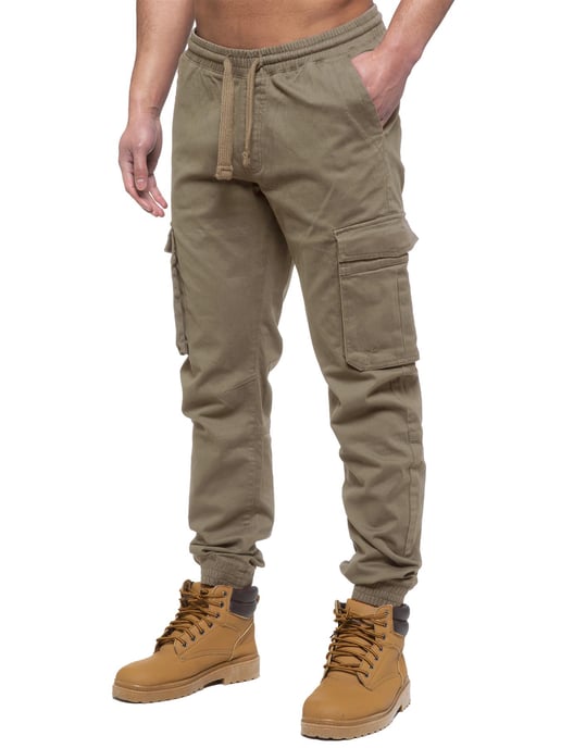 Enzo | Herren Cargo-Jogger-Jeans - Beige - Image 1