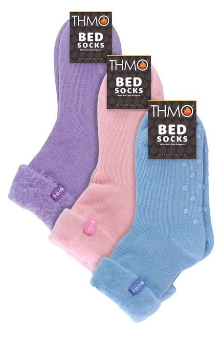 3er Pack Damen Bettsocken mit Grips | THMO | Rutschfeste Fleece Kuschelige Hausschuhsocken - Multicolour - Image 2
