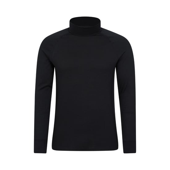 Mountain Warehouse Herren Summit Merino Wolle Funnel Neck Thermo-Oberteil (Schwarz) - Image 1