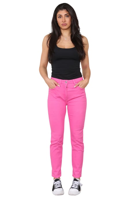 M&Co Damen-Mom-Jeans mit hohem Bund und schmal zulaufendem, geradem Bein in Rosa - Image 6