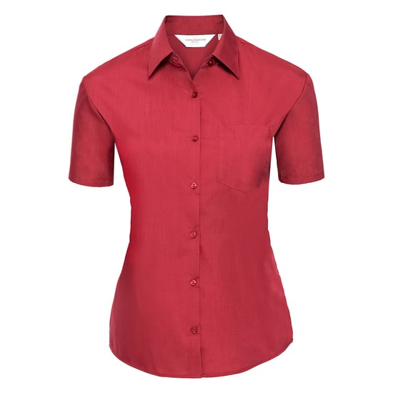 Russell Collection - "Classic" Hemd Pflegeleicht für Damen kurzärmlig (Rot) - Image 1