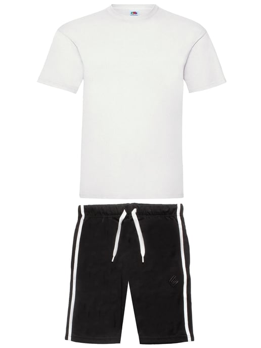 Enzo | Herren T-Shirt & Shorts Loungewear Set - Weiß/Schwarz - Image 1