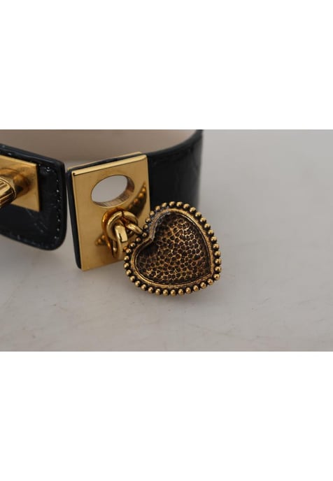 Herz-Schlusselanhanger-Armband aus schwarzem Leder - Image 4