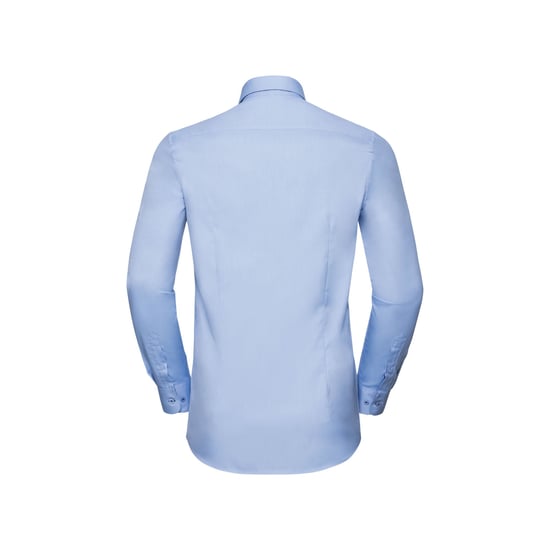 Russell - Formelles Hemd Fischgrätenstich, Kontrast für Herren Langärmlig (Hellblau/Mittelblau/Leuchtend Navy-Blau) - Image 2