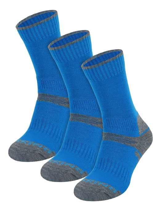 3 Paar Multipack Kinder Merinowoll Wander-Socken | Leichte Blasenfreie Socken für Jungen & Mädchen - Blau - Image 1