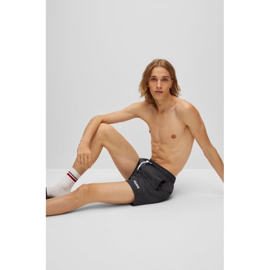 HUGO HAITI Mens Quick-Drying Swim Shorts In Recycled Fabric With Logo - Image 2