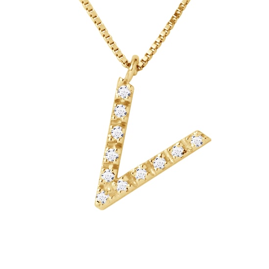 DIADEMA - Necklace with Diamonds - V - Yellow Gold