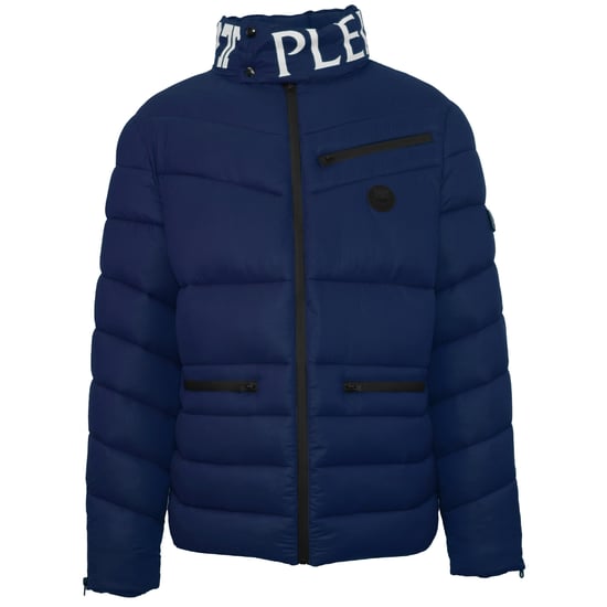 Plein Sport Gepolsterte Jacke mit kühnem Logo in Marineblau - Image 1