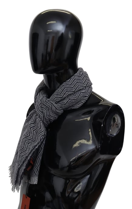 Echarpe unisexe en cachemire gris à motif zigzag pour hommes Missoni - Image 2