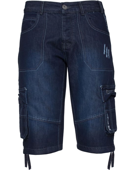 Enzo Herren Cargo Combat Denim Shorts - Image 4