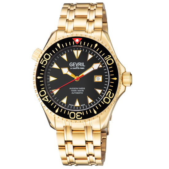 Gevril Herrenuhr Hudson Yards schwarzes Zifferblatt Gold Schweizer Automatik 3 Zeiger, Sellita SW200 Uhrwerk - Image 1
