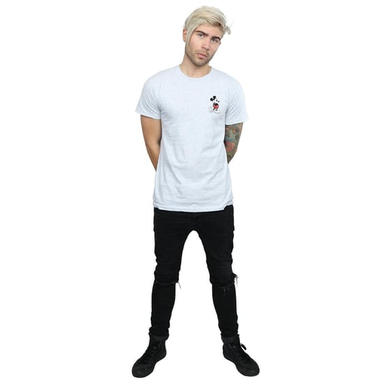 Disney Herren Mickey Mouse Kickin Retro Chest T-Shirt (Sport grau) - Image 4