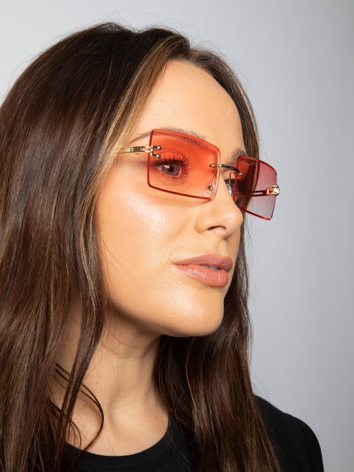 Frameless Square Sunglasses in Pink