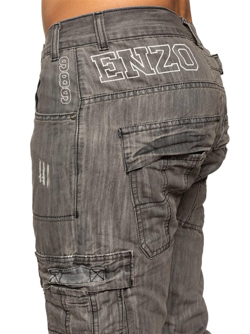 Enzo | Herren Combat Denim Jeans - Grau - Image 4