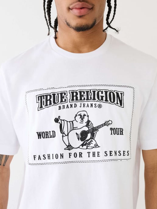 Relaxed Buddha Applique Tee in White